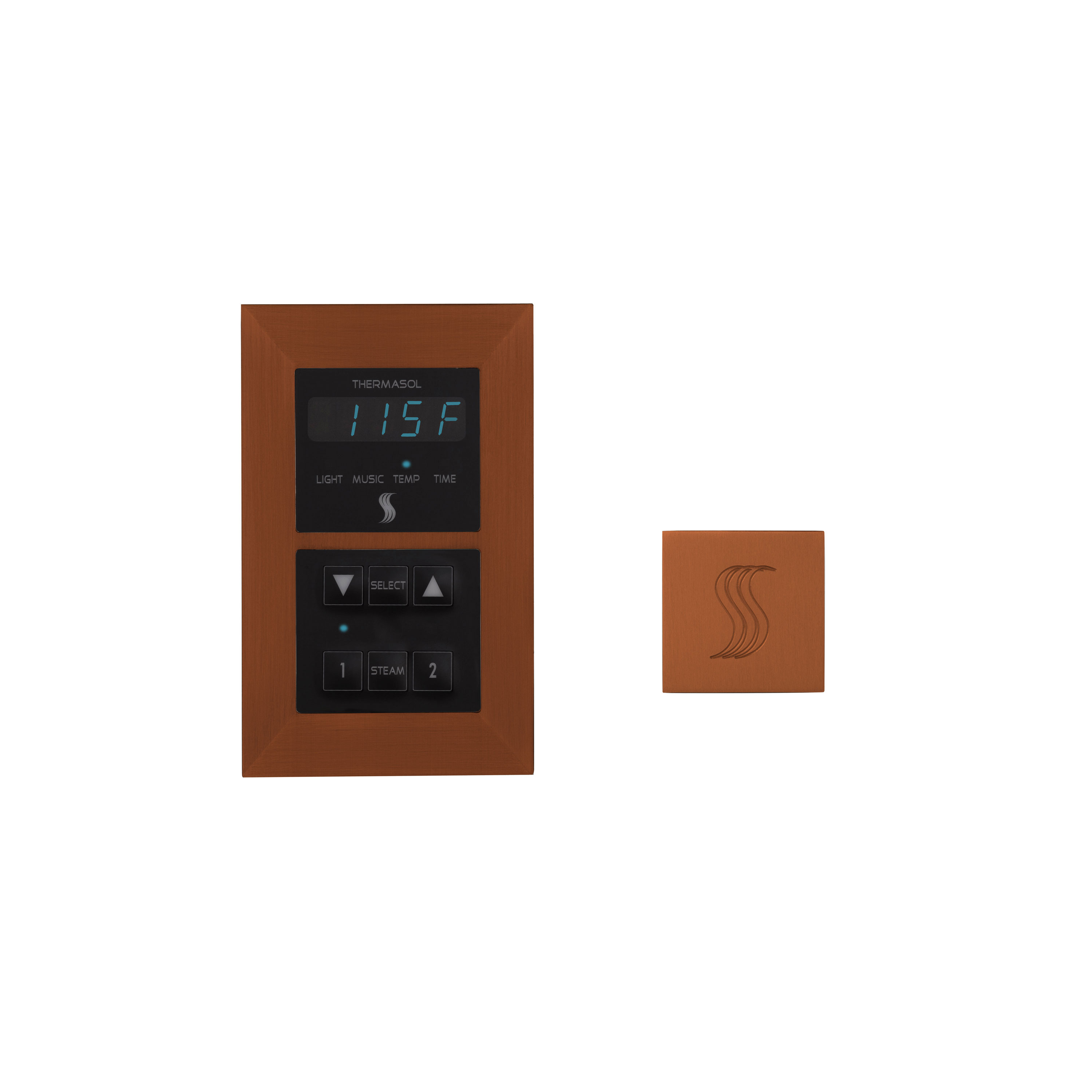 Thermasol SEMR-SVSQ-ACOP Signature Series Control and Steam Head Kit Square - Antique Copper