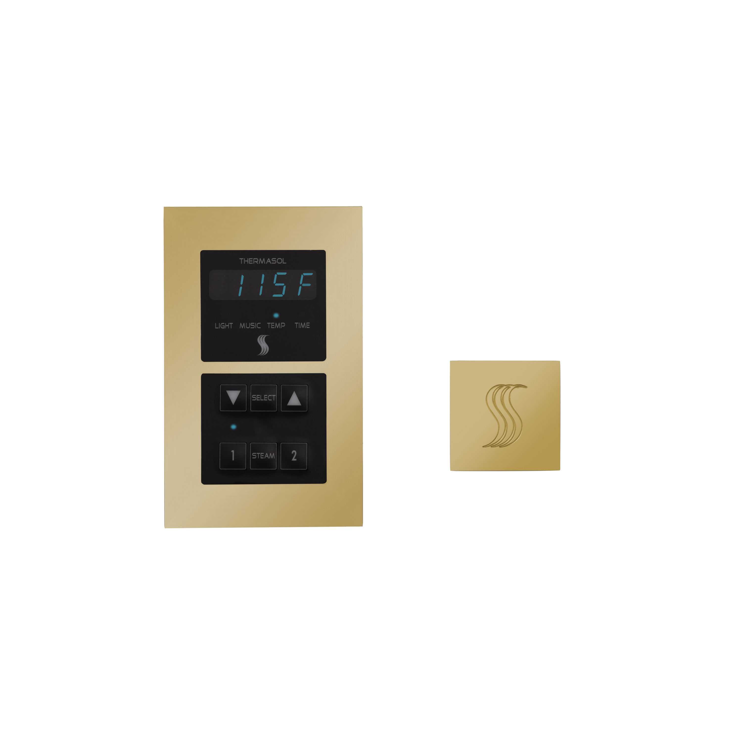 Thermasol SEMR-SVSQ-PB Signature Series Control and Steam Head Kit Square - Polished Brass