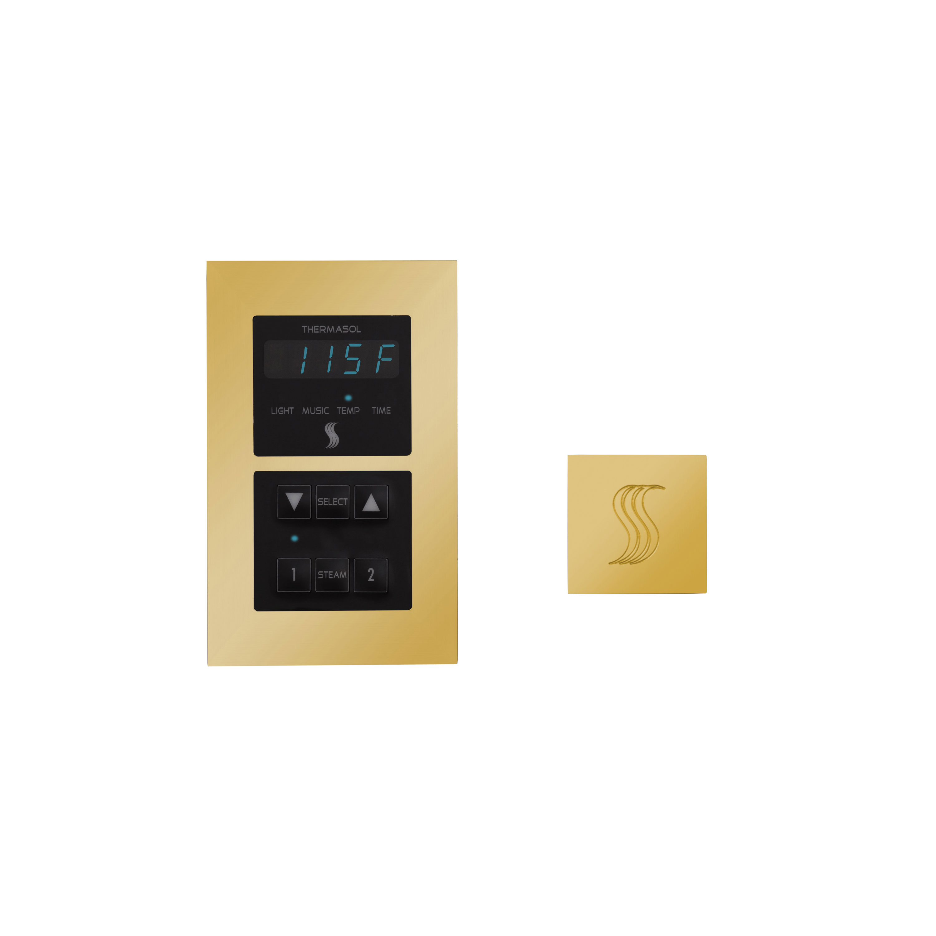 Thermasol SEMR-SVSQ-PG Signature Series Control and Steam Head Kit Square - Polished Gold