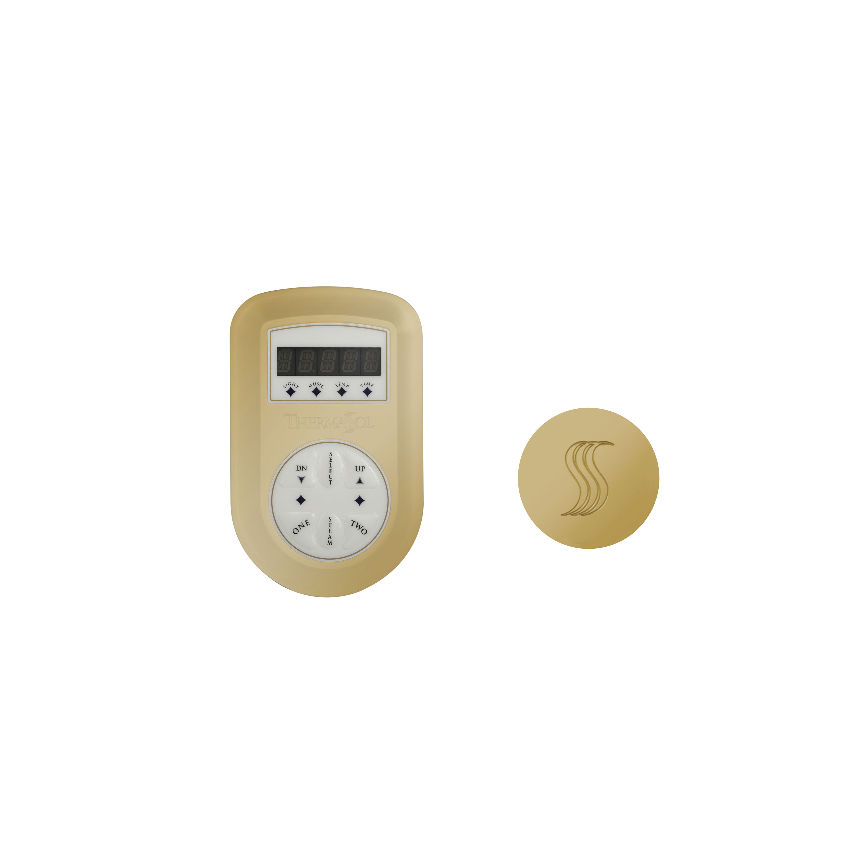 Thermasol SET-SVRD-PB Signature Series Control and Steam Head Kit Round - Polished Brass