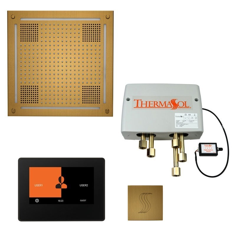 Thermasol TWHP7S-AB The Total Wellness Hydrovive Package with 7" ThermaTouch and Square - Antique Brass