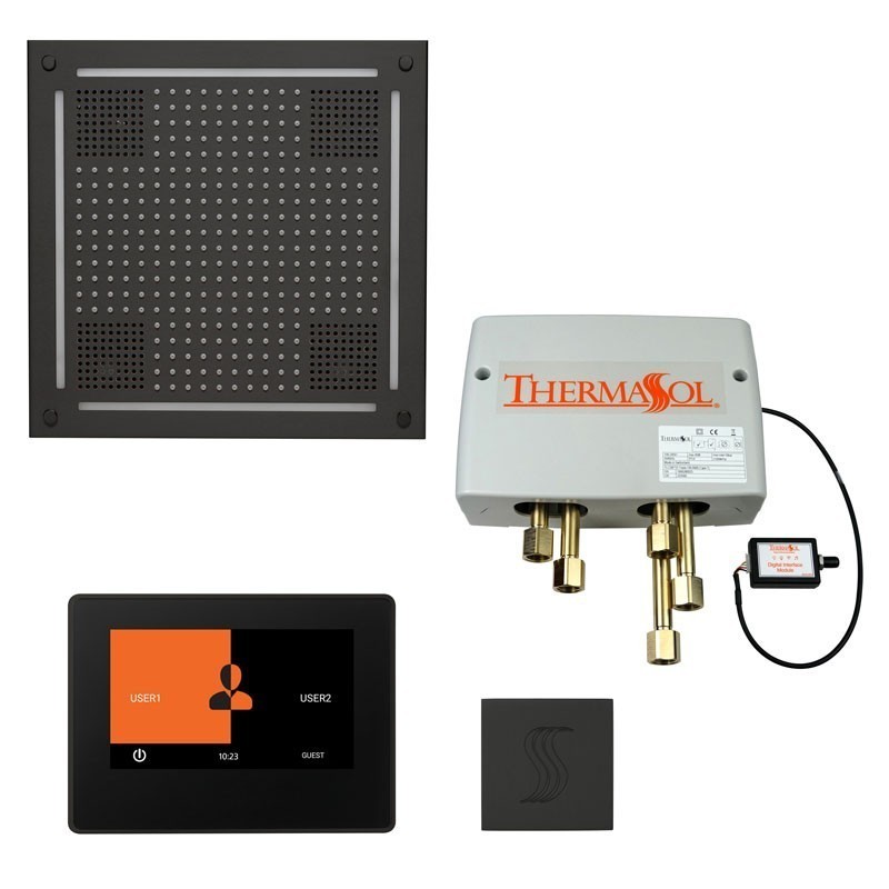 Thermasol TWHP7S-MB The Total Wellness Hydrovive Package with 7" ThermaTouch and Square - Matte Black