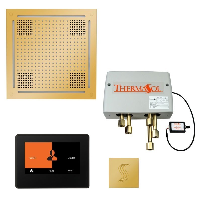 Thermasol TWHP7S-PG The Total Wellness Hydrovive Package with 7" ThermaTouch and Square - Polished Gold