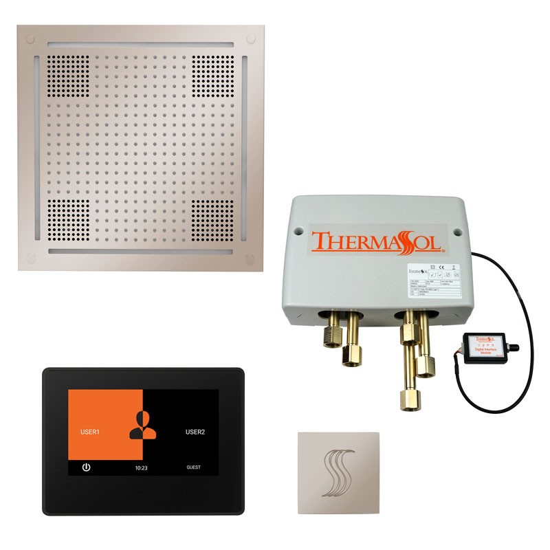Thermasol TWHP7S-PN The Total Wellness Hydrovive Package with 7" ThermaTouch and Square - Polished Nickel
