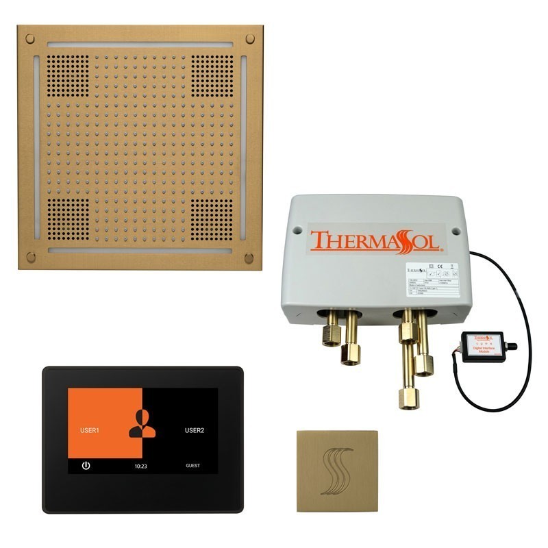 Thermasol TWHP7S-SB The Total Wellness Hydrovive Package with 7" ThermaTouch and Square - Satin Brass