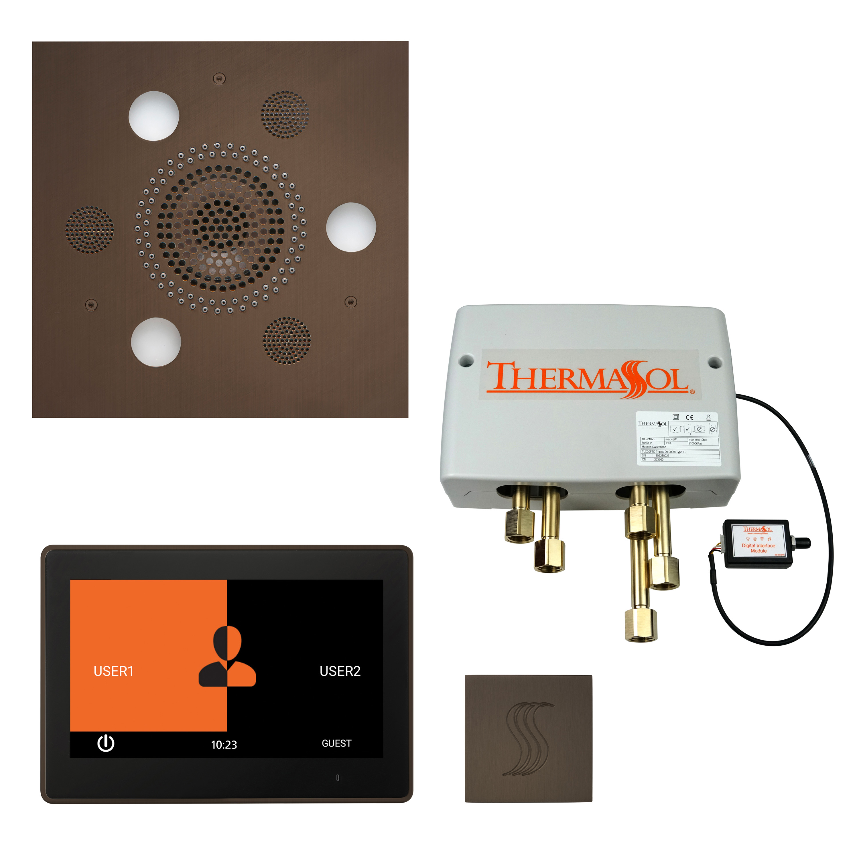 Thermasol TWP10US-ORB The Total Wellness Package with 10" ThermaTouch Trim Upgraded Square - Oil Rubbed Bronze
