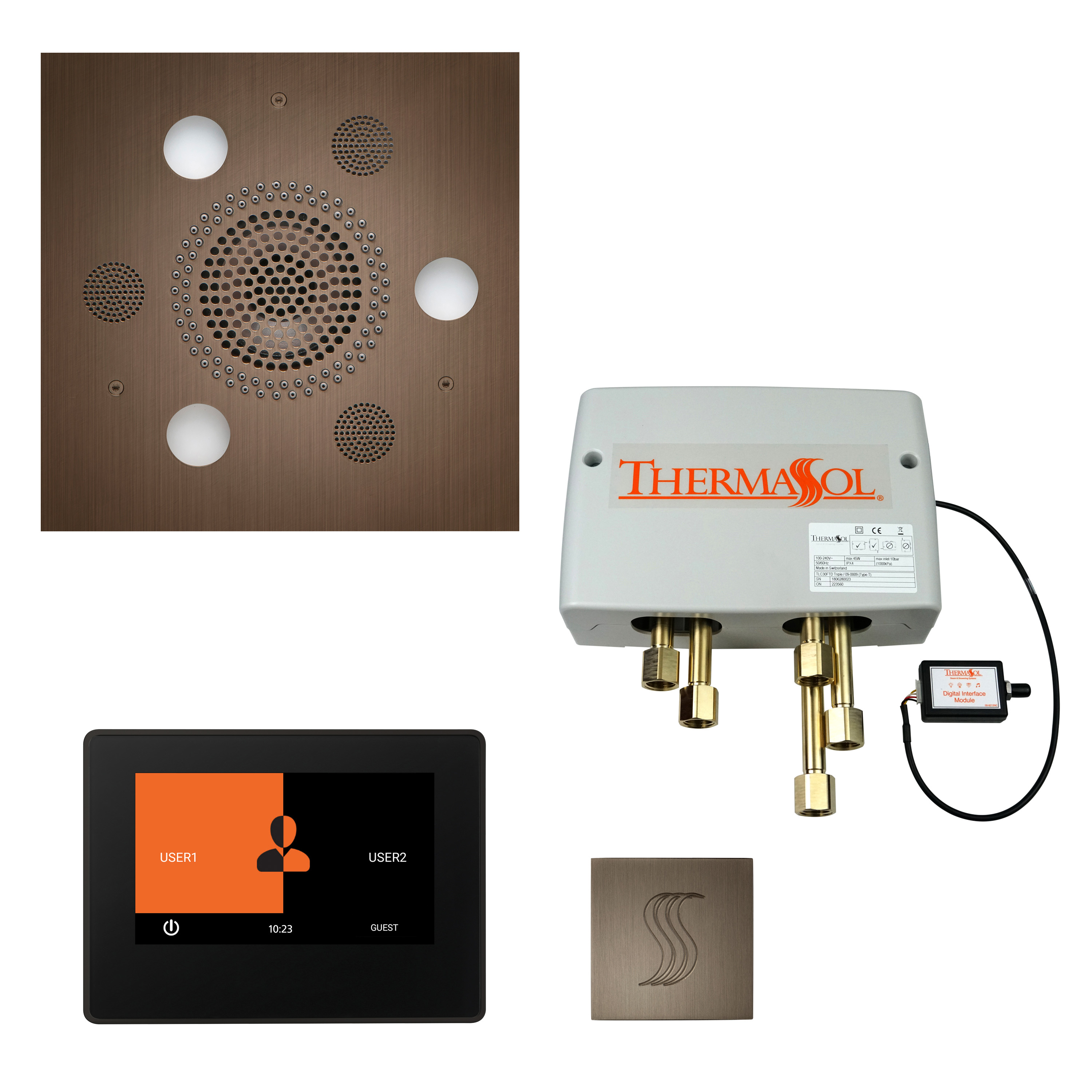 Thermasol TWP7S-ACOP The Total Wellness Package with 7" ThermaTouch and Square - Antique Copper