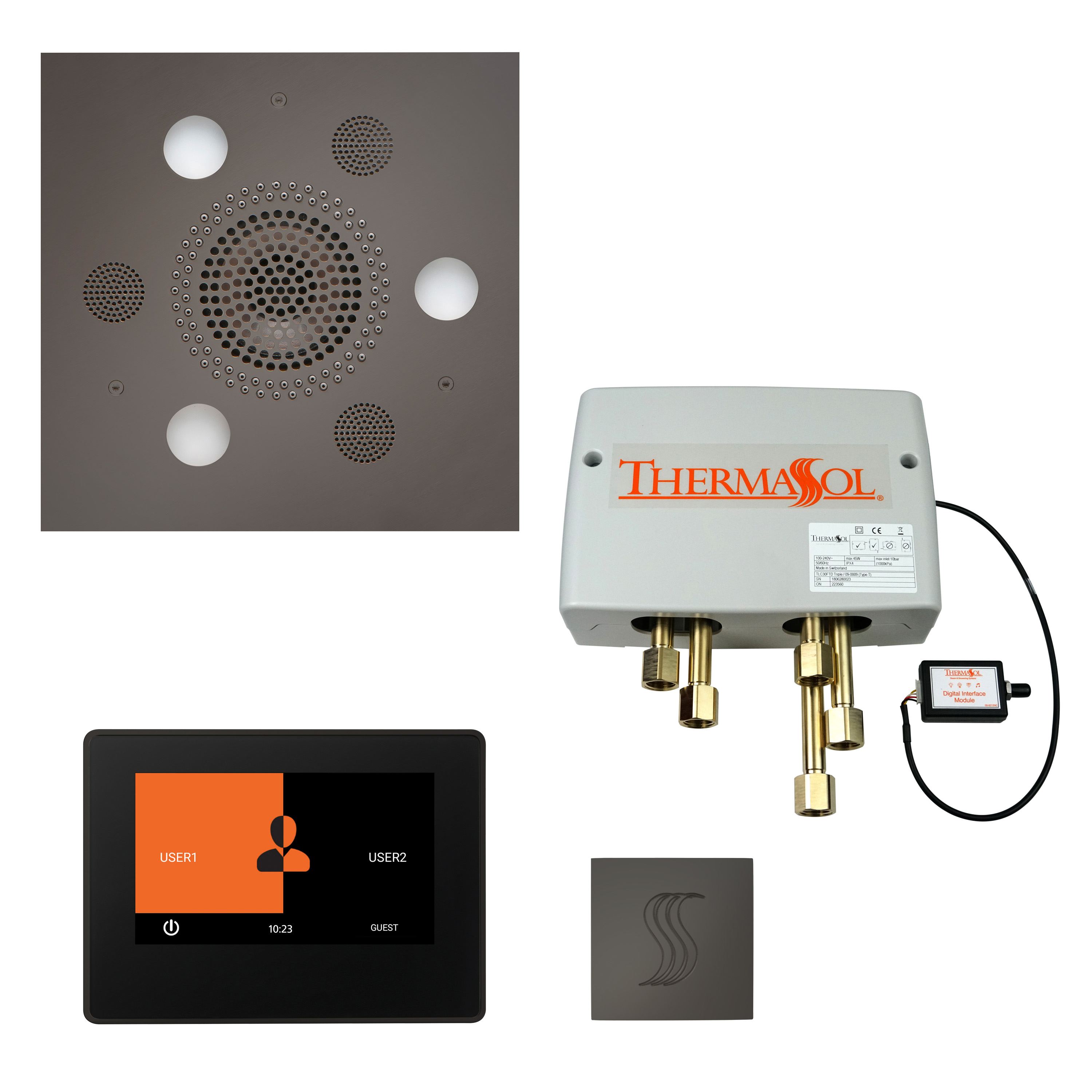 Thermasol TWP7S-BN The Total Wellness Package with 7" ThermaTouch and Square - Black Nickel