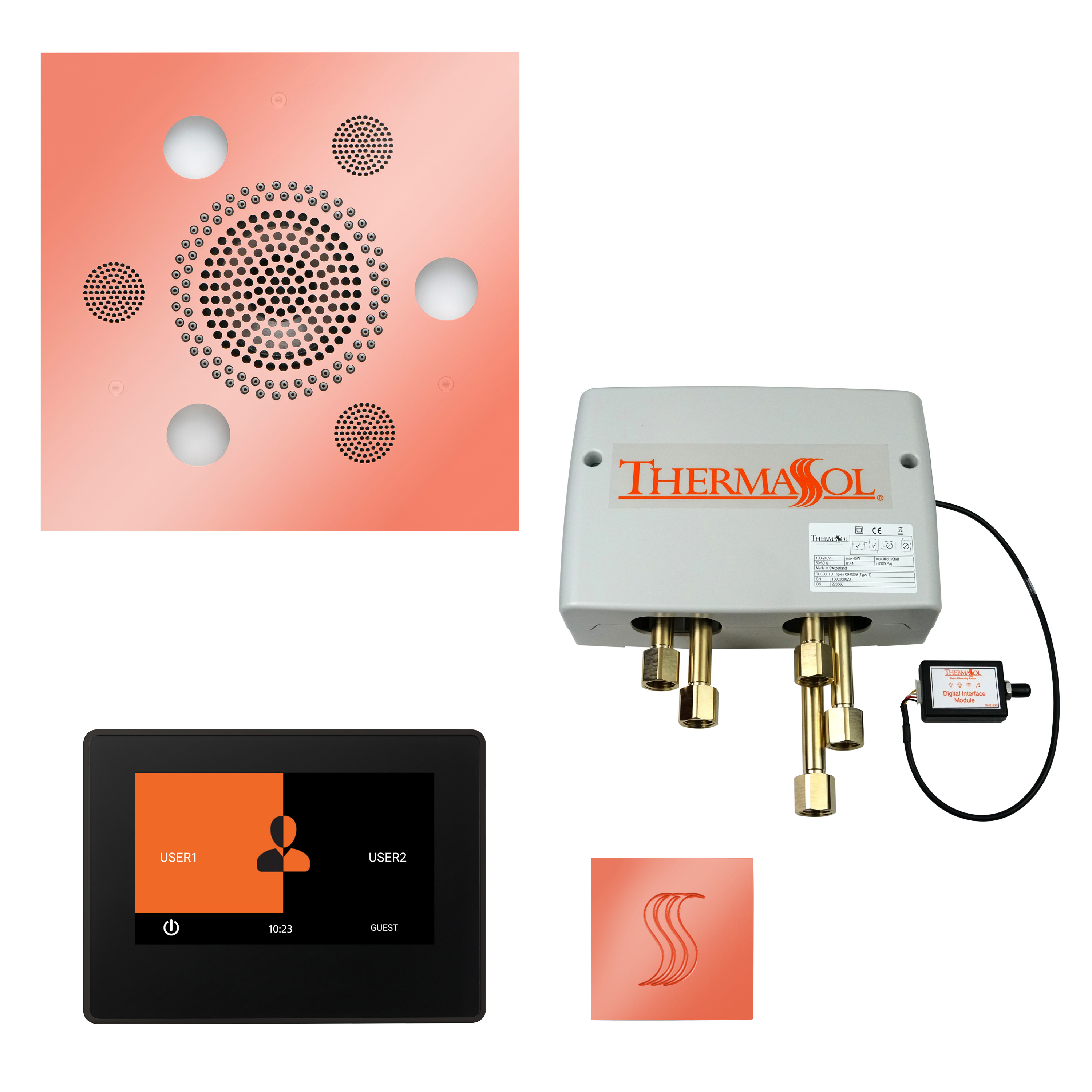 Thermasol TWP7S-COP The Total Wellness Package with 7" ThermaTouch and Square - Copper