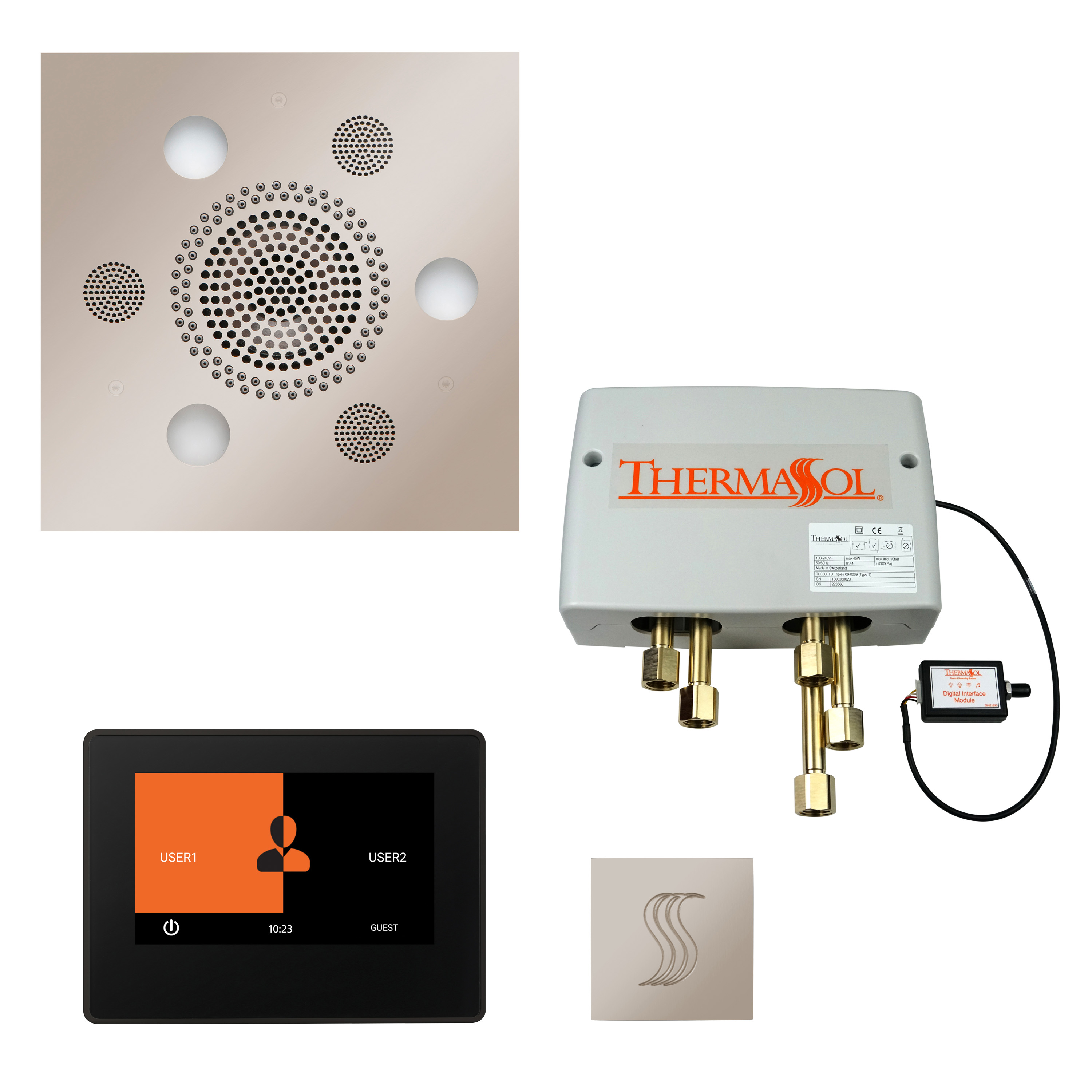 Thermasol TWP7S-PN The Total Wellness Package with 7" ThermaTouch and Square - Polished Nickel