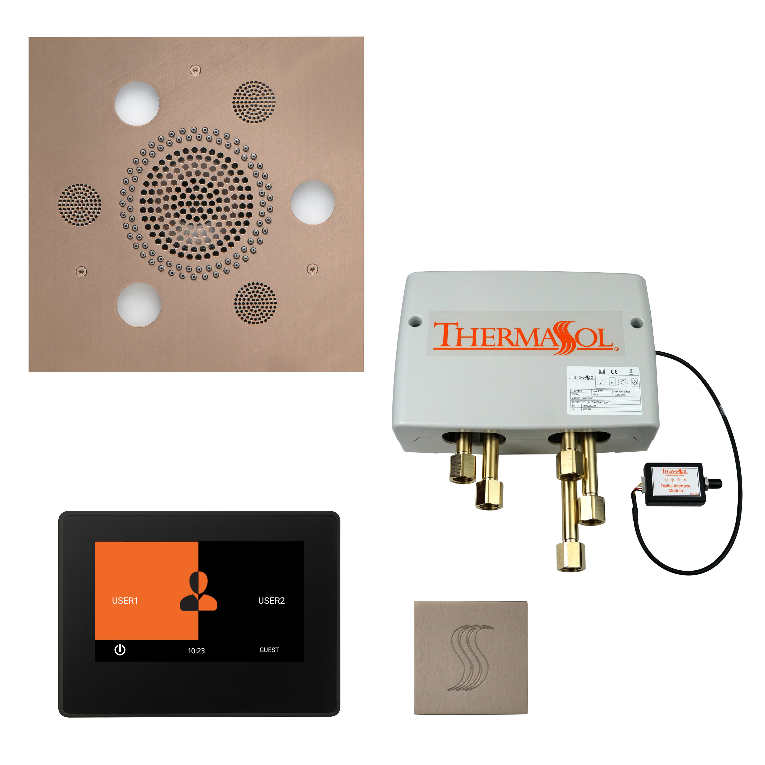 Thermasol TWP7S-SN The Total Wellness Package with 7" ThermaTouch and Square - Satin Nickel
