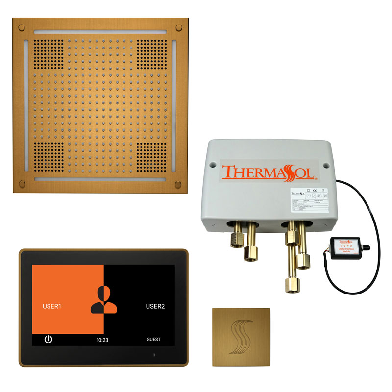 Thermasol TWPH10US-AB The Total Wellness Hydrovive Package with 10" ThermaTouch Square - Antique Brass