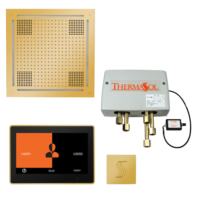 Thermasol TWPH10US-PG The Total Wellness Hydrovive Package with 10" ThermaTouch Square - Polished Gold