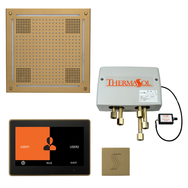 Thermasol TWPH10US-SB The Total Wellness Hydrovive Package with 10" ThermaTouch Square - Satin Brass