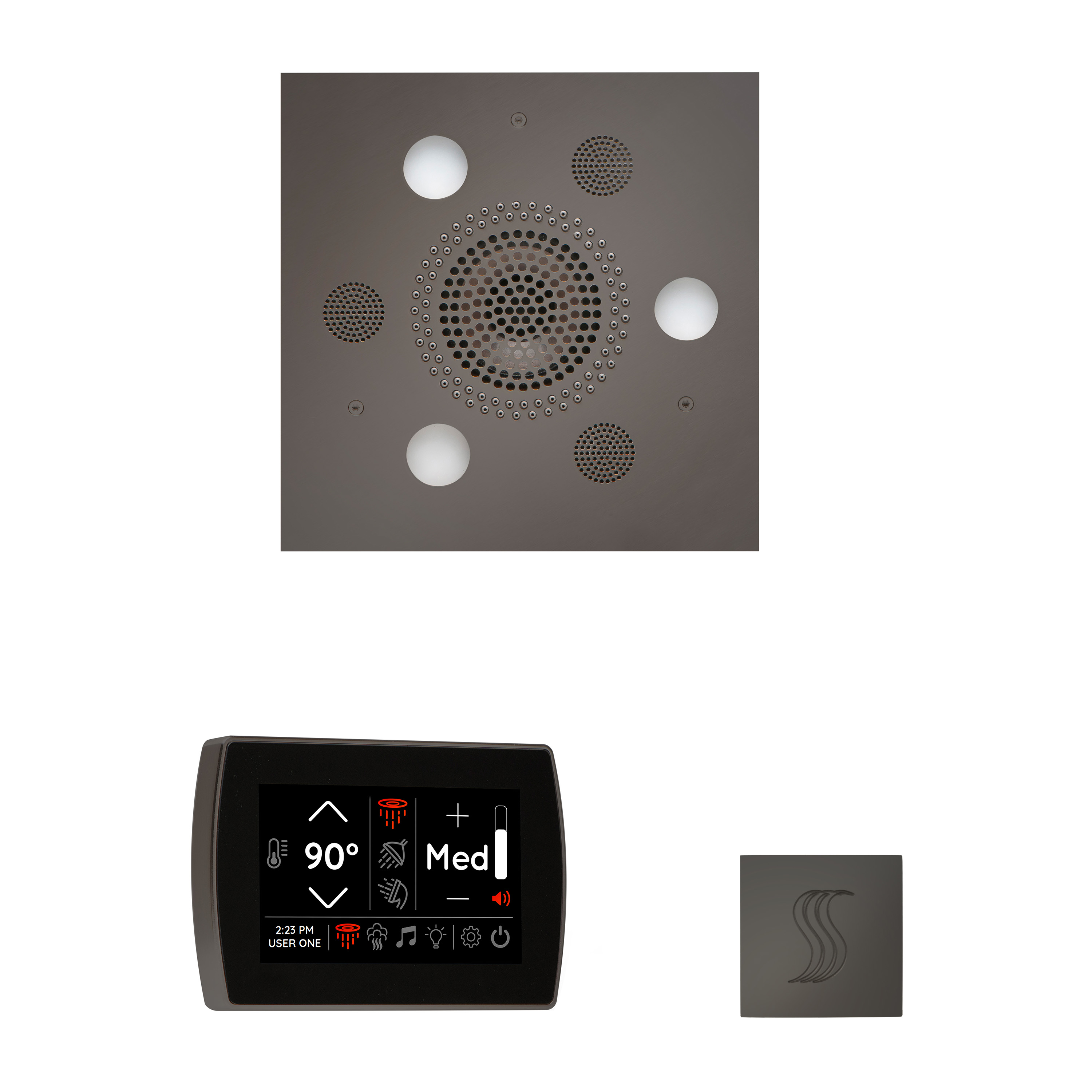 Thermasol WSTPSS-BN The Wellness Steam Package with SignaTouch Square - Black Nickel