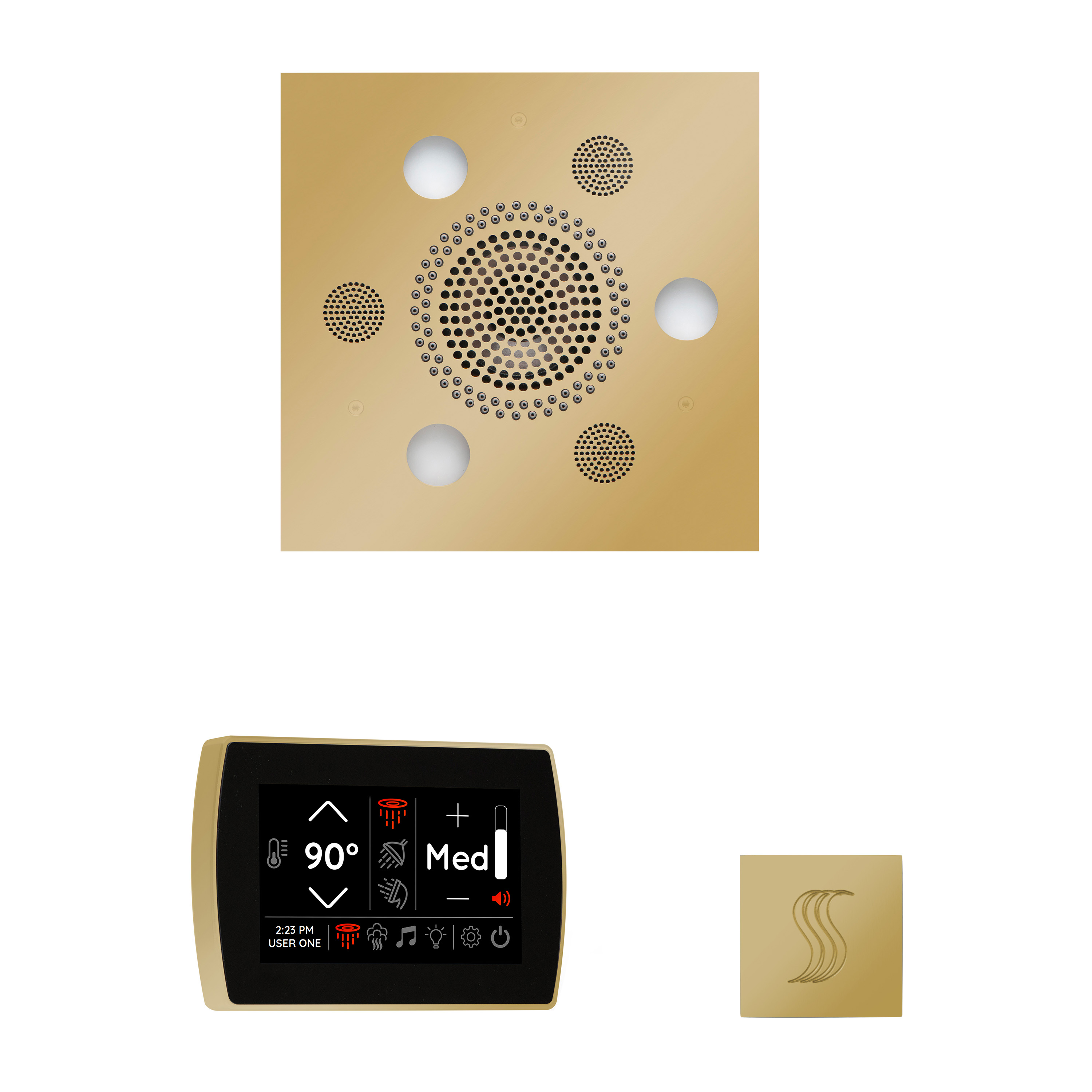 Thermasol WSTPSS-PB The Wellness Steam Package with SignaTouch Square - Polished Brass