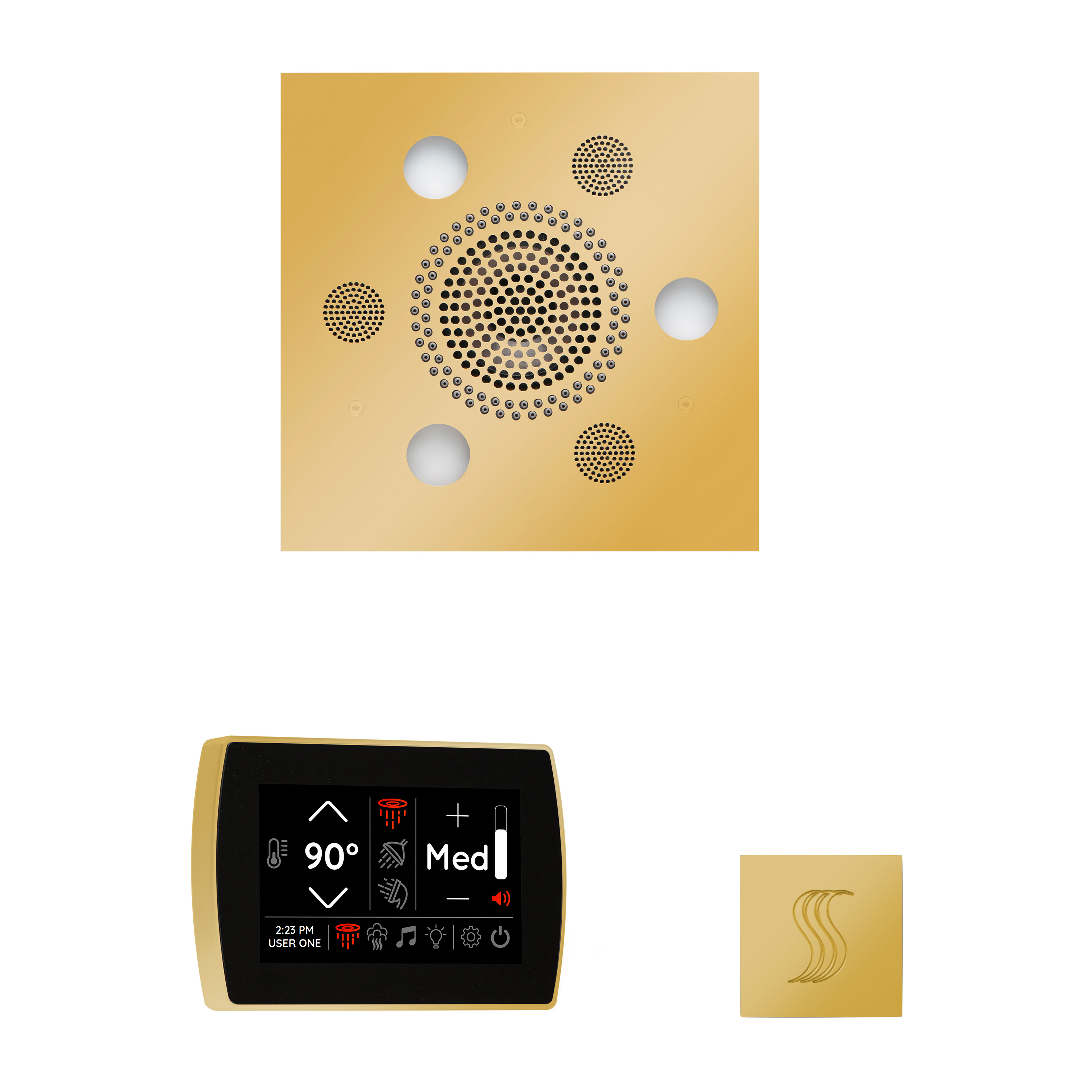 Thermasol WSTPSS-PG The Wellness Steam Package with SignaTouch Square - Polished Gold