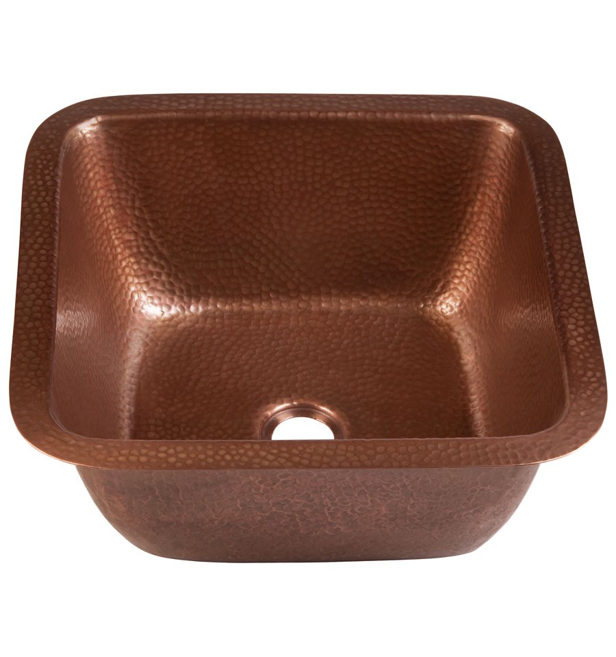 Thompson Traders 1SAC Picasso Square Hand Hammered Antique Copper Prep Sink - Click Image to Close