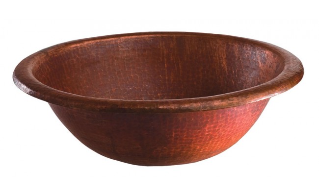 Thompson Traders 2RP Alder II Round Hand Crafted Fired Copper Bath Sink - Click Image to Close