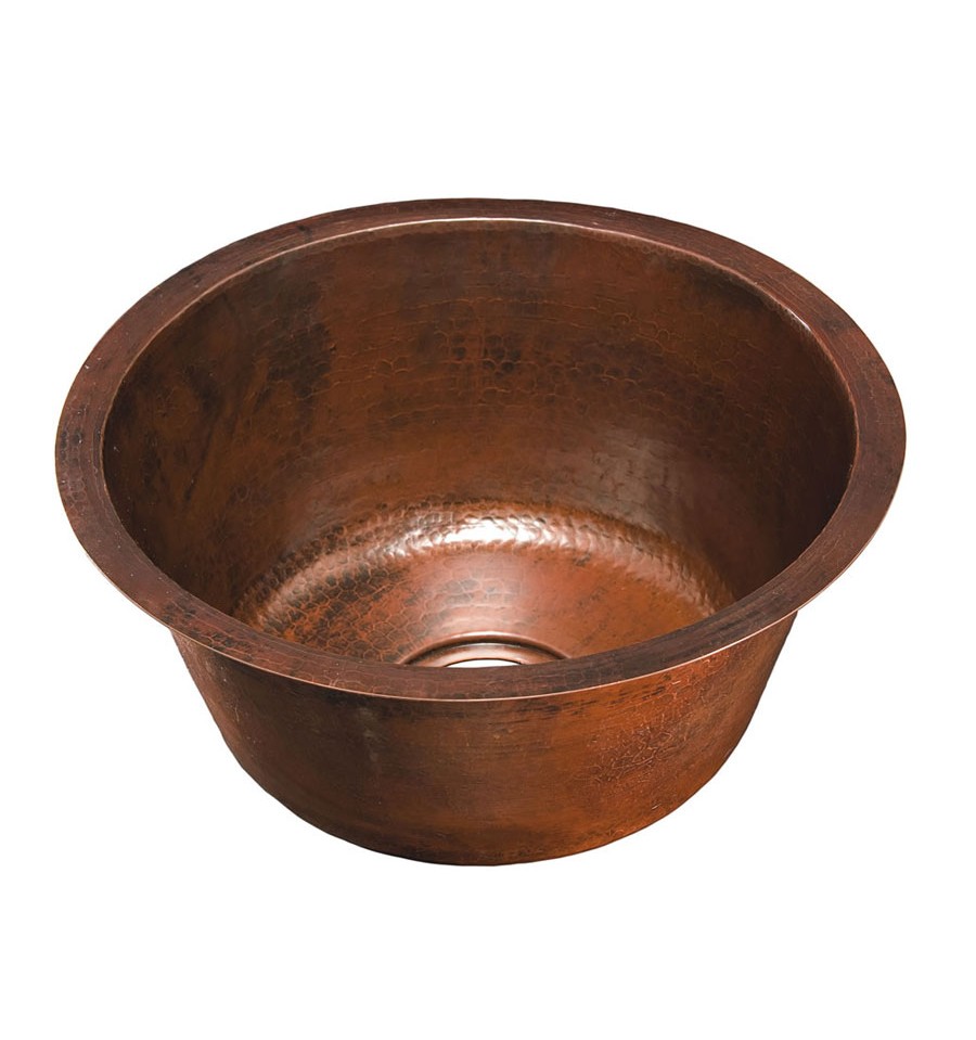 Thompson Traders KPU-1708BC Napoli Round Hand Hammered Copper Prep Sink - Click Image to Close