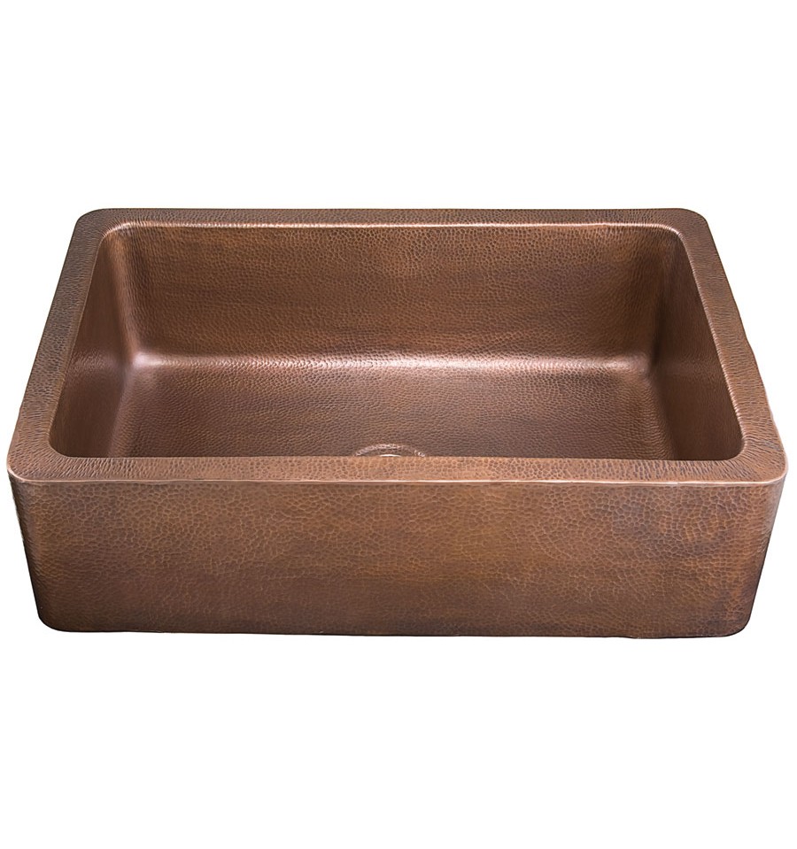 Thompson Traders KSA-2522AH Petite Lucca Apron Front Mini Hand Hammered Copper Single Bowl Sink - Click Image to Close