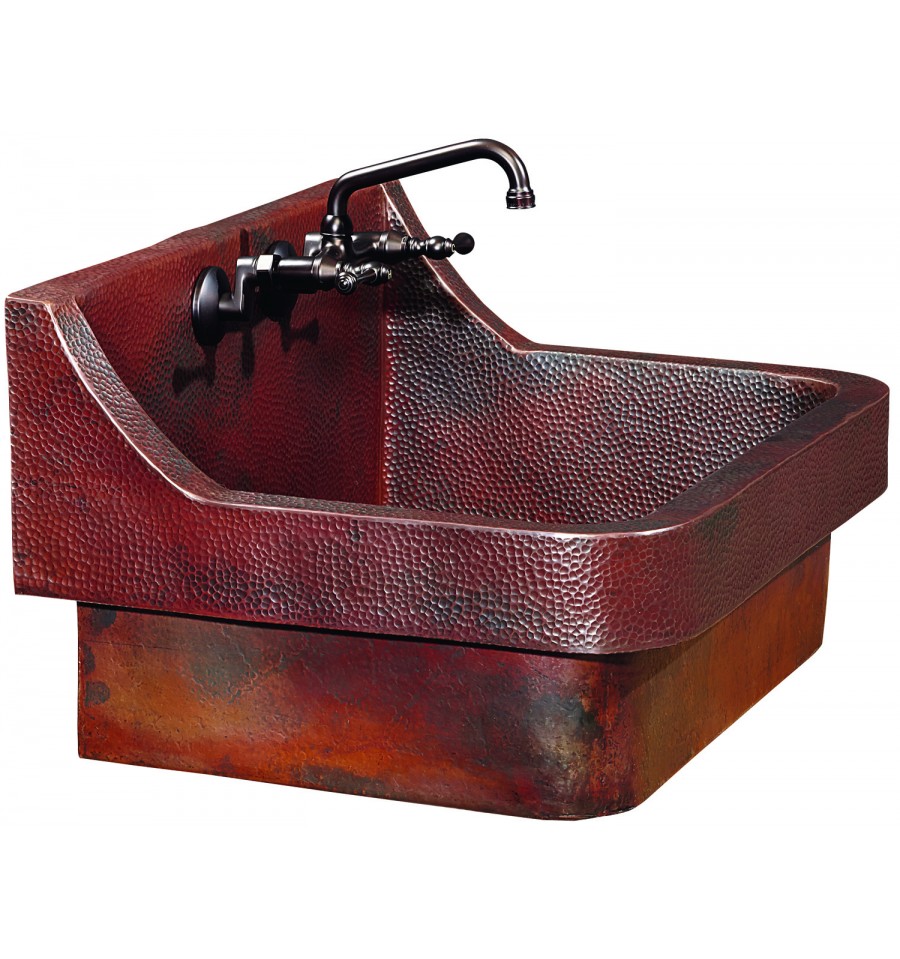 Thompson Traders KSD-3022BC Country Toscana Rectangular Hand Hammered Solid Copper Single Bowl Kitchen Sink - Click Image to Close