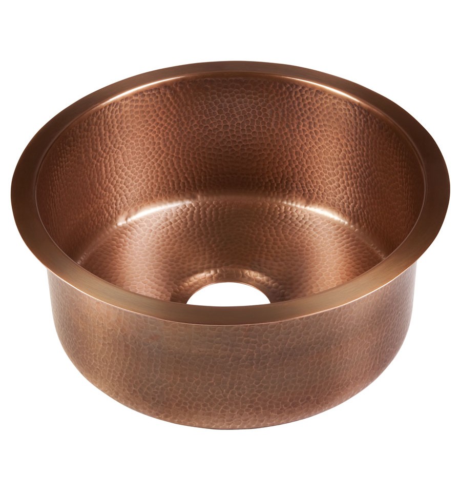 Thompson Traders pu-1708ma Napoli Round Hammered Antique Copper Prep Sink - Click Image to Close