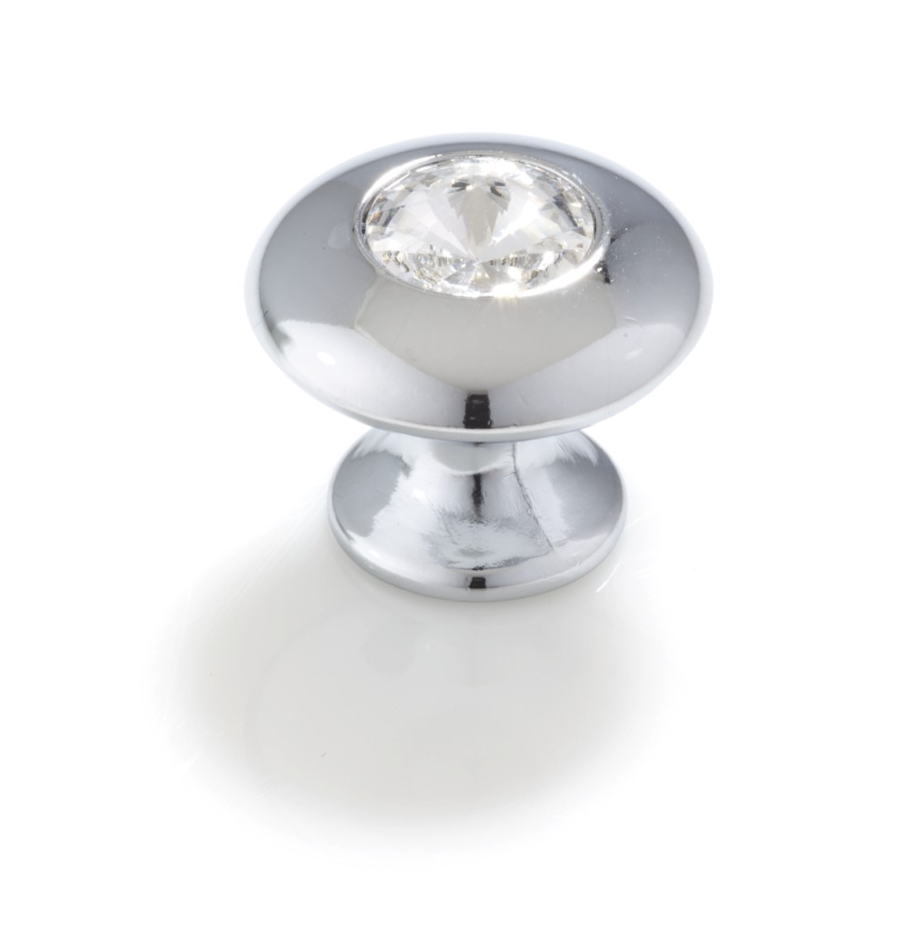 Topex Hardware 10779C40 Small Round Crystal Cabinet Knob 1" (C-C) - Chrome - Click Image to Close