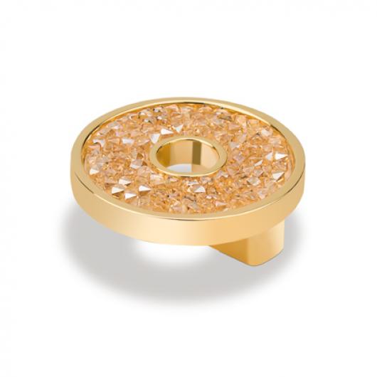 Topex Hardware P2084.33ORZSWA Small Round Knob with Hole Swarovski Crystal - Gold - Click Image to Close