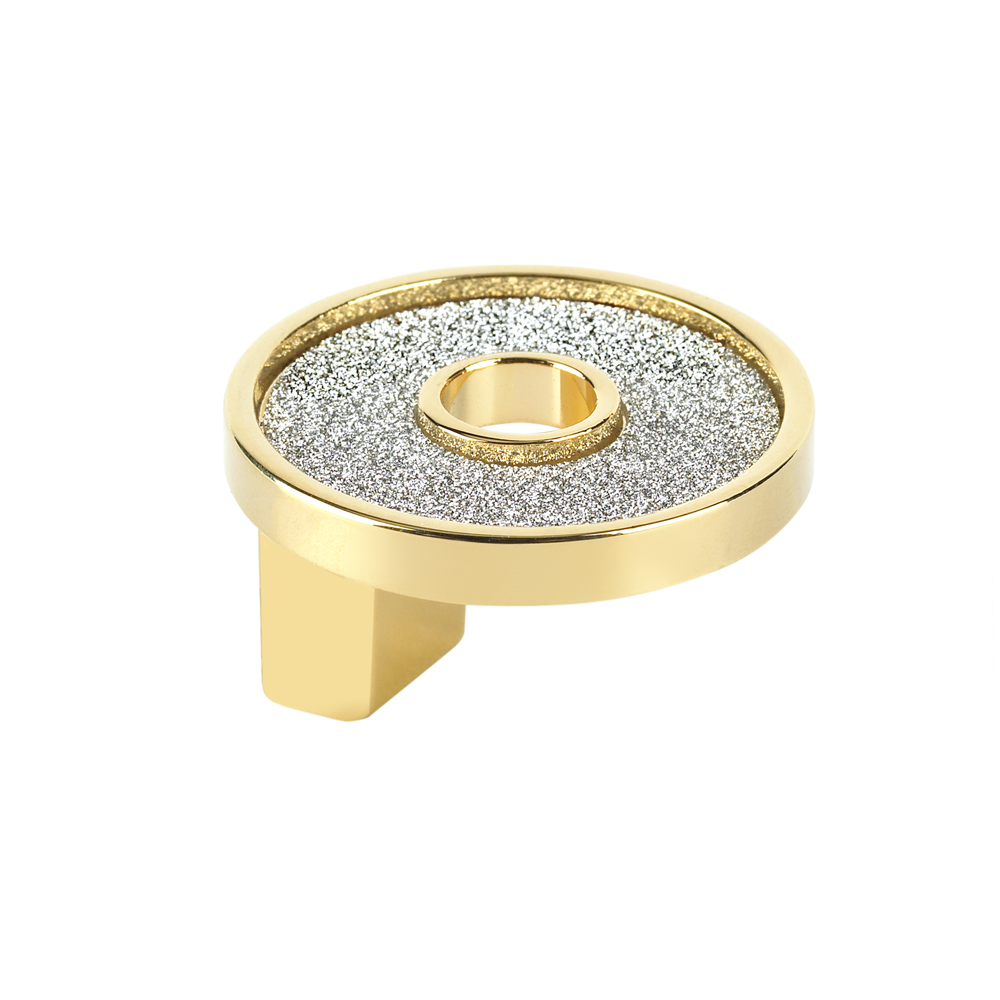 Topex Hardware P2906.33ORZSIL Small Round Knob with Hole Sparkling Swarovski Crystal - Gold - Click Image to Close