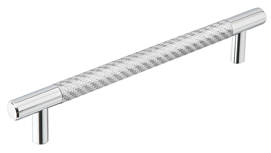 Emtek 86387 Carbon Fiber Bar Pull - Silver 4" C-to-C