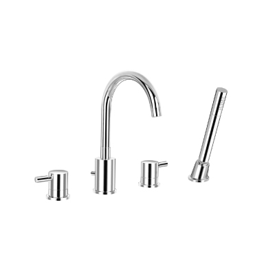 Isenberg 100.2400BN 4 Hole Deck Mounted Roman Tub Faucet with Hand Shower - Brushed Nickel - Click Image to Close