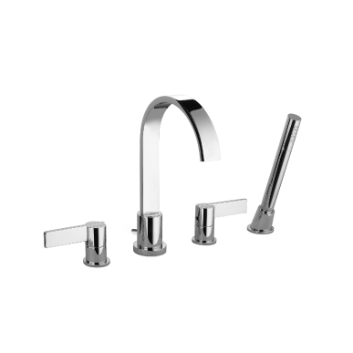 Isenberg 145.2400CP 4 Hole Deck Mounted Roman Tub Faucet with Hand Shower - Chrome