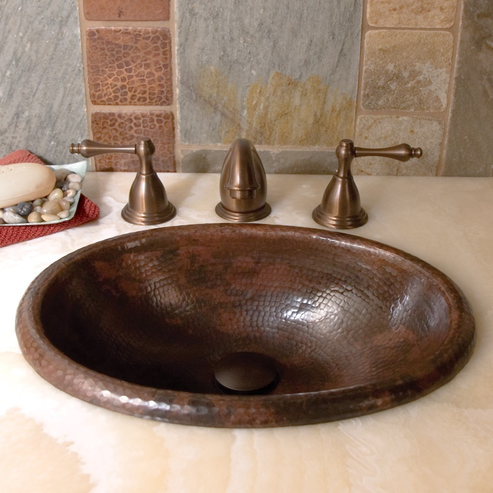 Native Trails CPS239 Rolled Baby Classic Bathroom Sink - Antique Copper - Click Image to Close
