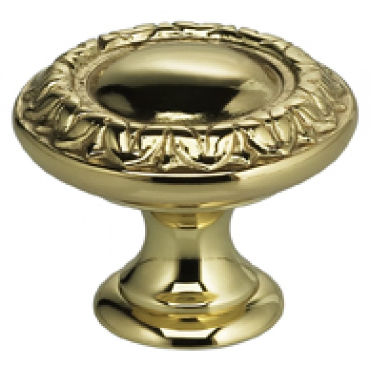 Omnia 7436/25 Cabinet Knob 1" dia - Polished Brass
