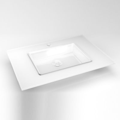 Robern TS31UCN21-1 Glass Vanity Top, 31" x 22" x 19/32", Center Integrated Sink, Single Hole, White