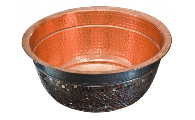 Thompson Traders 23-1222-C Murano Round Hand Crafted Copper Bath Sink and Glass Mosaic