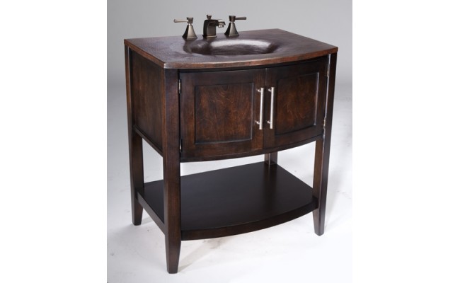 Thompson Traders BV-3430 Sheffield Wood Vanity with Kashmir White Granite and Black Copper Sink